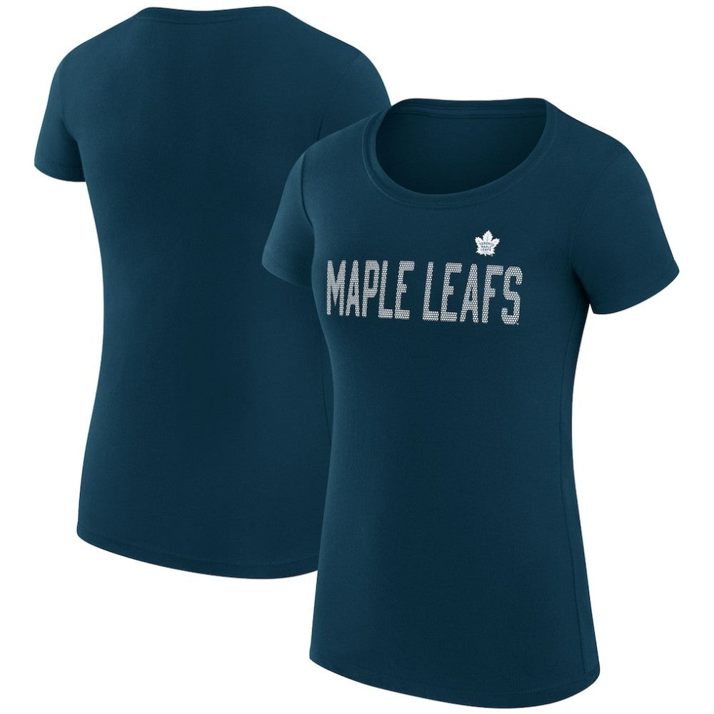 Toronto Maple Leafs G-III 4Her by Carl Banks Women's Super-Slim Fit Lightweight Dot Print Team T-Shirt - Navy T-shirts