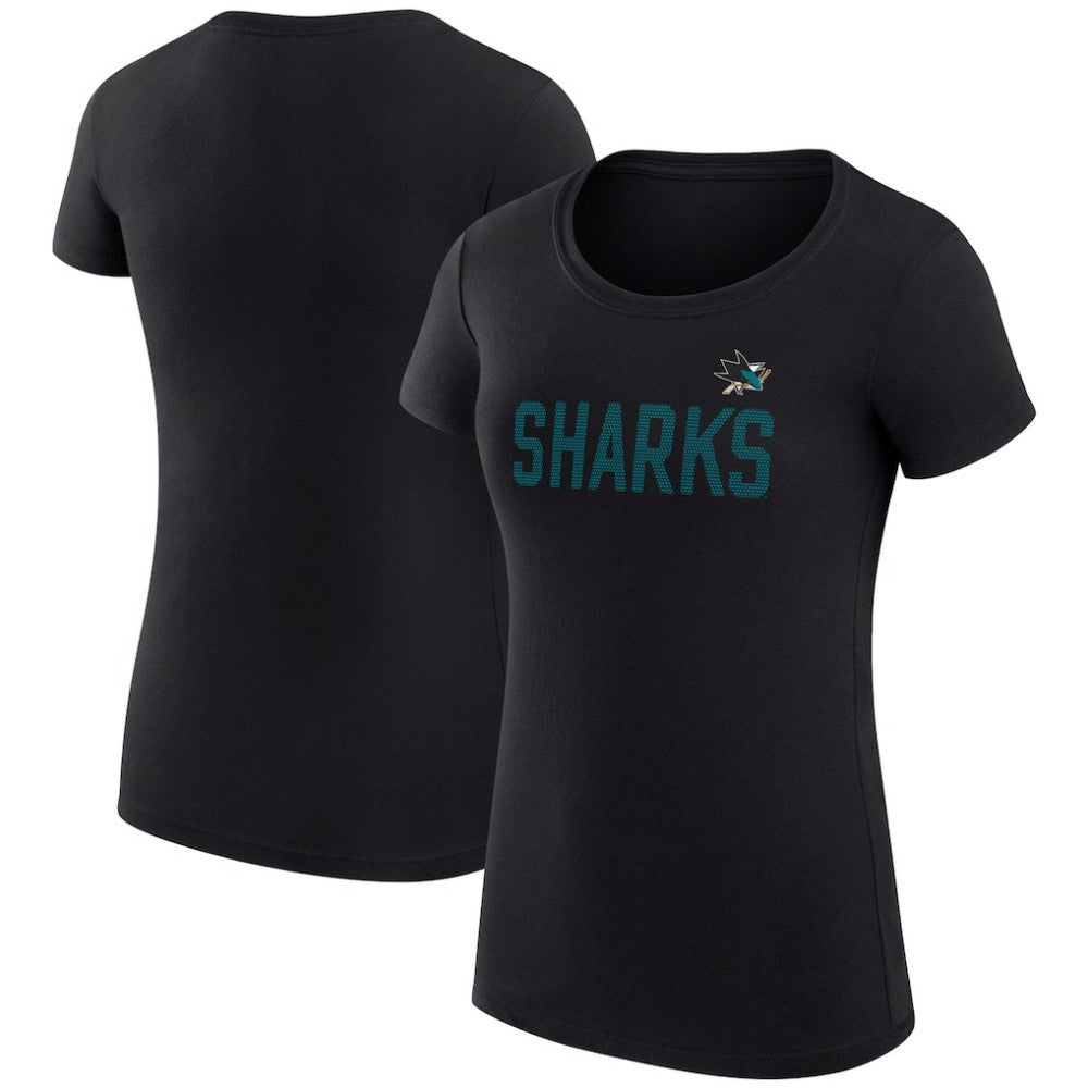 San Jose Sharks G-III 4Her by Carl Banks Women's Super-Slim Fit Lightweight Dot Print Team T-Shirt - Black T-shirts