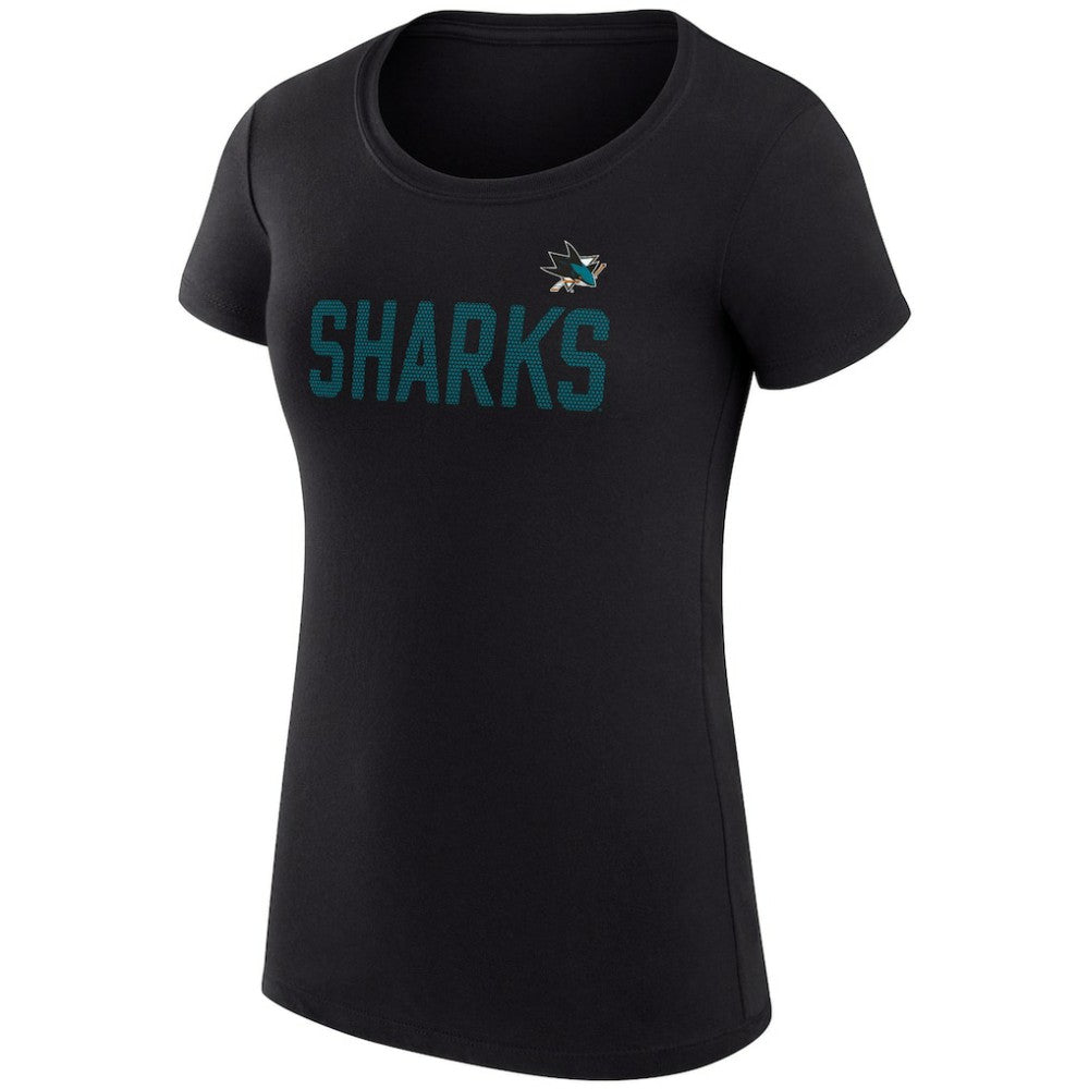 San Jose Sharks G-III 4Her by Carl Banks Women's Super-Slim Fit Lightweight Dot Print Team T-Shirt - Black T-shirts