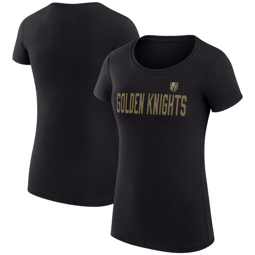 Vegas Golden Knights G-III 4Her by Carl Banks Women's Super-Slim Fit Lightweight Dot Print Team T-Shirt - Black T-shirts