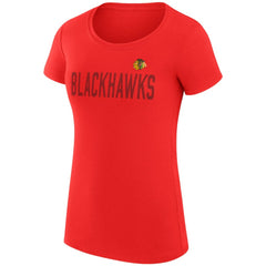 Chicago Blackhawks G-III 4Her by Carl Banks Women's Super-Slim Fit Lightweight Dot Print Team T-Shirt - Red T-shirts