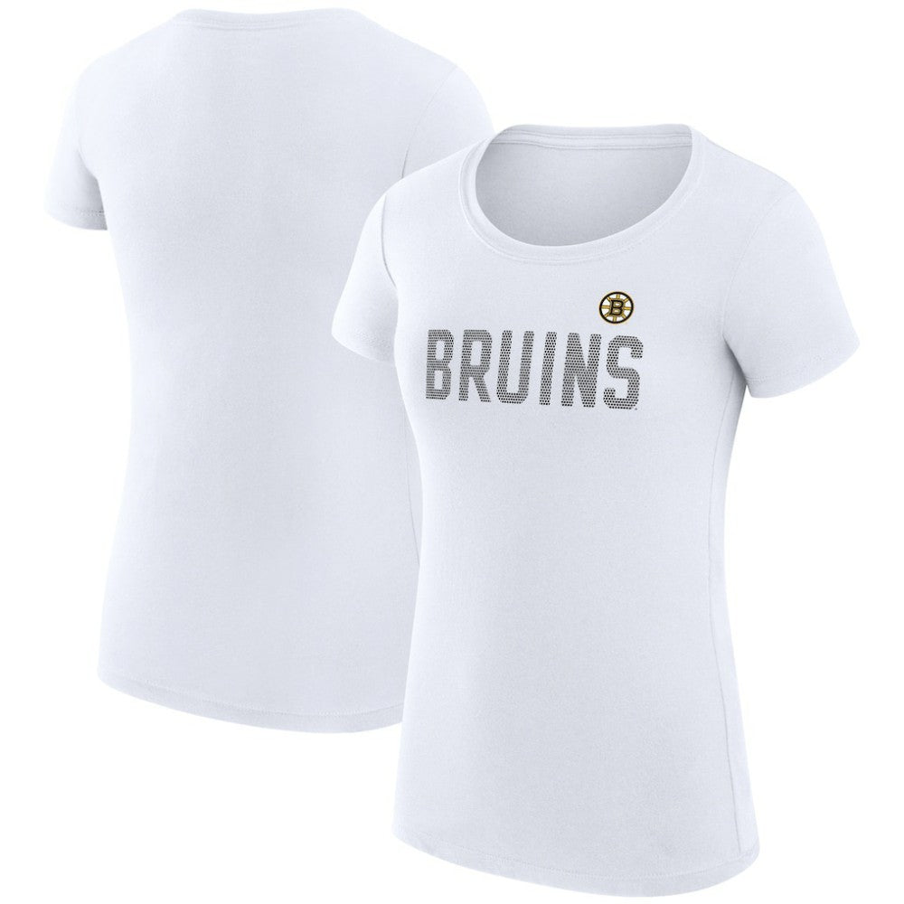 Boston Bruins G-III 4Her by Carl Banks Women's Super-Slim Fit Lightweight Dot Print Team T-Shirt - White T-shirts