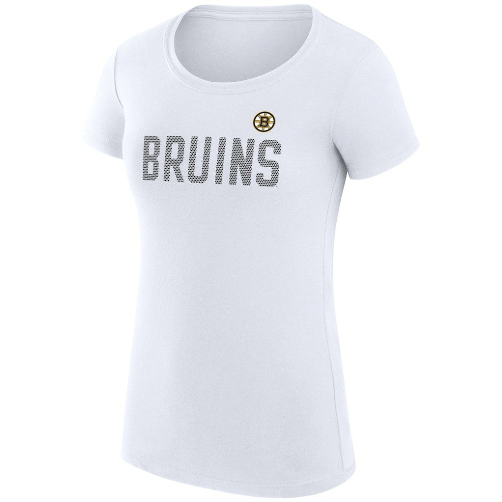 Boston Bruins G-III 4Her by Carl Banks Women's Super-Slim Fit Lightweight Dot Print Team T-Shirt - White T-shirts
