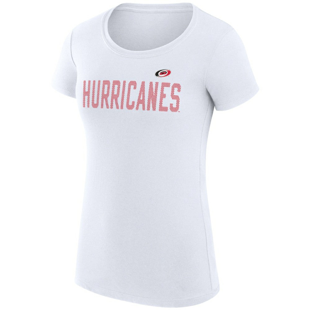 Carolina Hurricanes G-III 4Her by Carl Banks Women's Super-Slim Fit Lightweight Dot Print Team T-Shirt - White T-shirts
