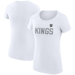 Los Angeles Kings G-III 4Her by Carl Banks Women's Super-Slim Fit Lightweight Dot Print Team T-Shirt - White T-shirts