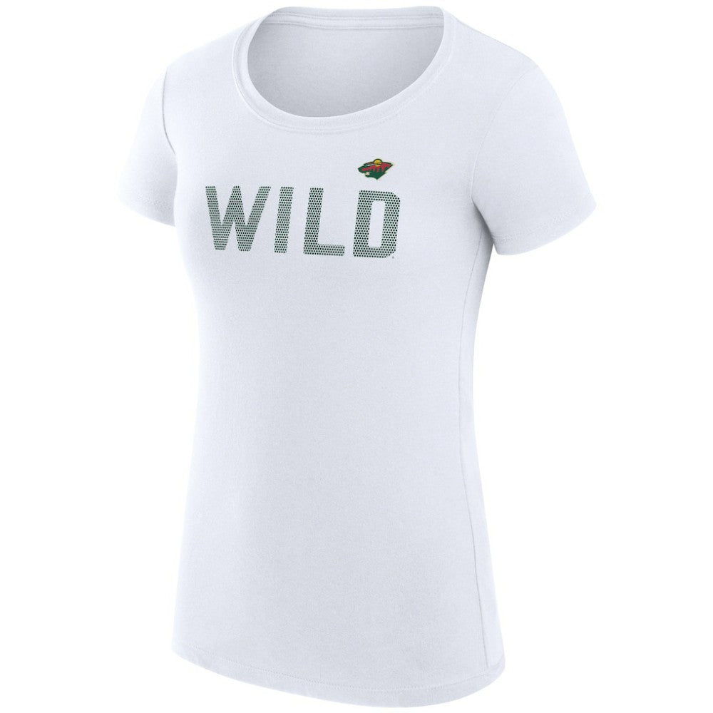 Minnesota Wild G-III 4Her by Carl Banks Women's Super-Slim Fit Lightweight Dot Print Team T-Shirt - White T-shirts