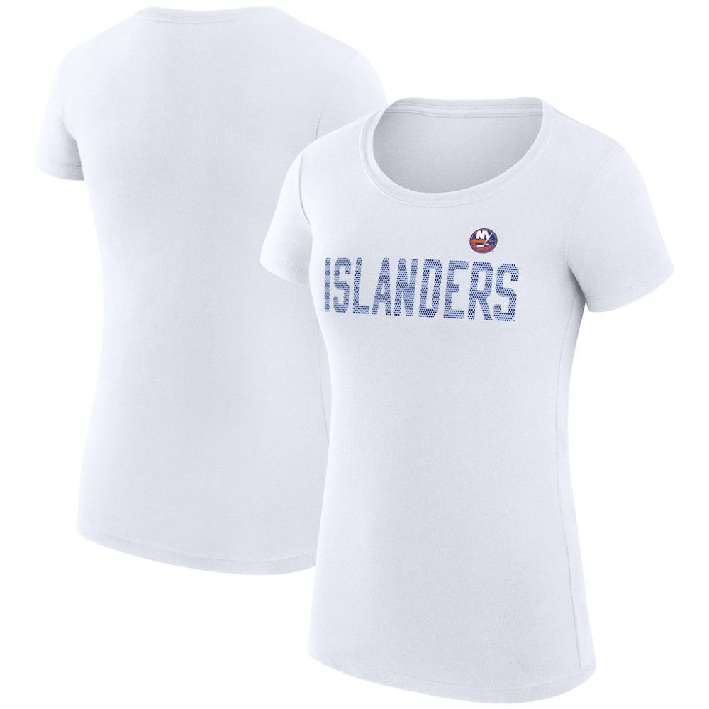 New York Islanders G-III 4Her by Carl Banks Women's Super-Slim Fit Lightweight Dot Print Team T-Shirt - White T-shirts