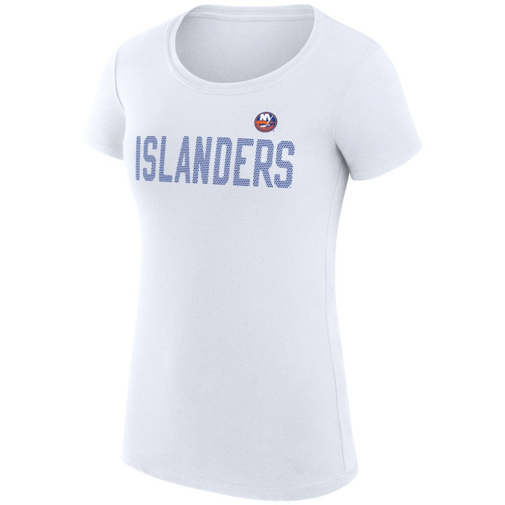 New York Islanders G-III 4Her by Carl Banks Women's Super-Slim Fit Lightweight Dot Print Team T-Shirt - White T-shirts