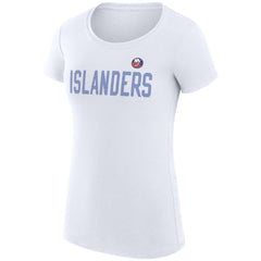 New York Islanders G-III 4Her by Carl Banks Women's Super-Slim Fit Lightweight Dot Print Team T-Shirt - White T-shirts