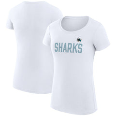San Jose Sharks G-III 4Her by Carl Banks Women's Super-Slim Fit Lightweight Dot Print Team T-Shirt - White T-shirts