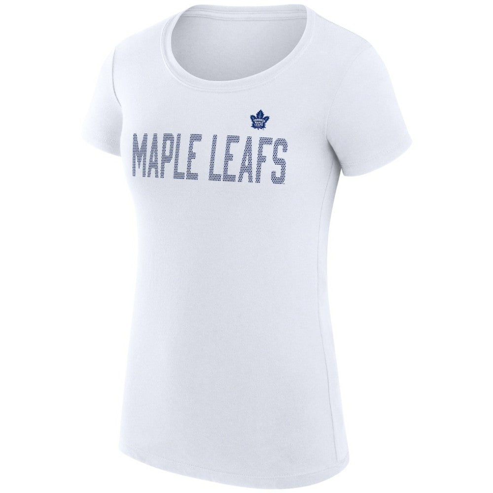 Toronto Maple Leafs G-III 4Her by Carl Banks Women's Super-Slim Fit Lightweight Dot Print Team T-Shirt - White T-shirts