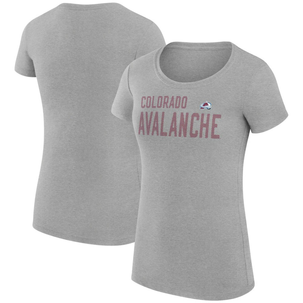 Colorado Avalanche G-III 4Her by Carl Banks Women's Super-Slim Fit Lightweight Dot Print Team T-Shirt - Heather Gray T-shirts