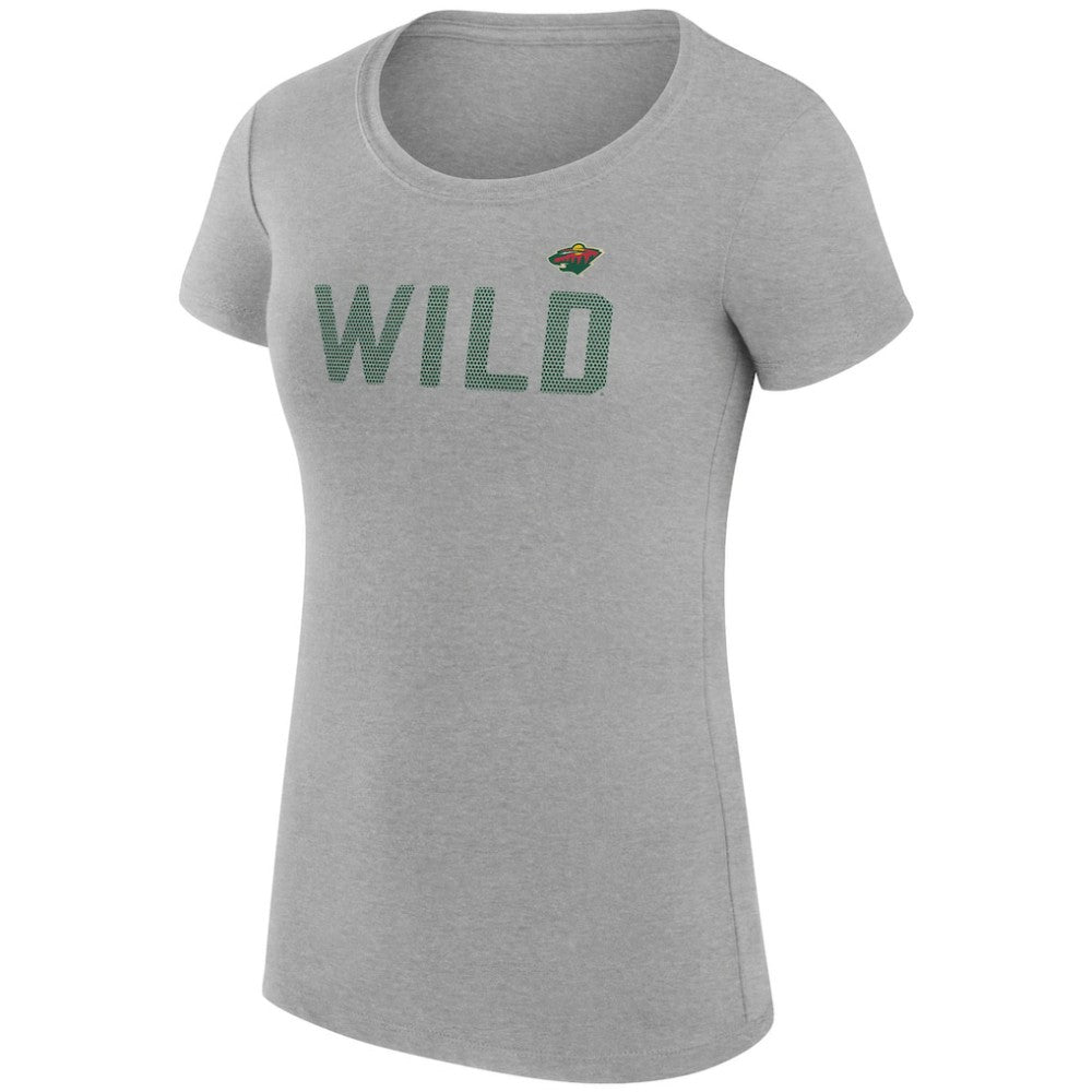 Minnesota Wild G-III 4Her by Carl Banks Women's Super-Slim Fit Lightweight Dot Print Team T-Shirt - Heather Gray T-shirts