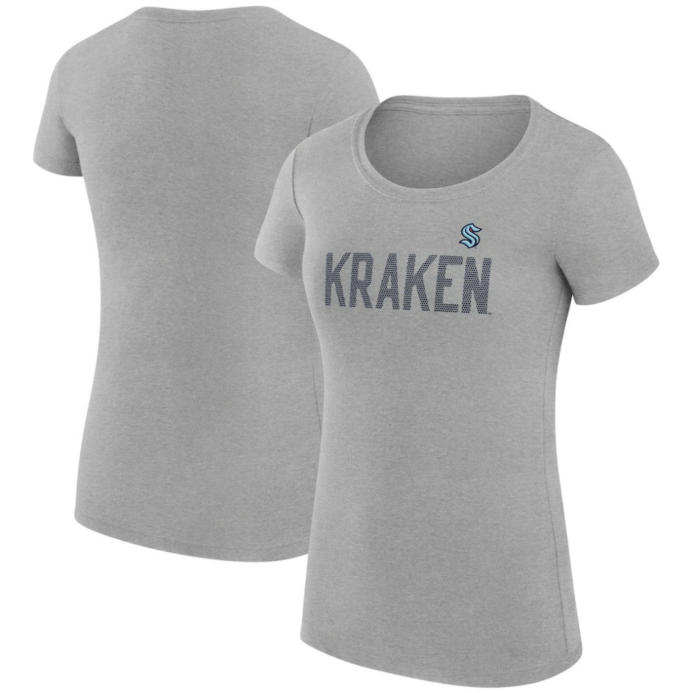 Seattle Kraken G-III 4Her by Carl Banks Women's Super-Slim Fit Lightweight Dot Print Team T-Shirt - Heather Gray T-shirts