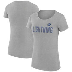 Tampa Bay Lightning G-III 4Her by Carl Banks Women's Super-Slim Fit Lightweight Dot Print Team T-Shirt - Heather Gray T-shirts