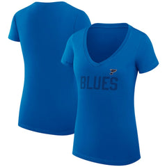 St. Louis Blues G-III 4Her by Carl Banks Women's Super-Slim Fit Lightweight Dot Print Team V-Neck T-Shirt - Blue T-shirts