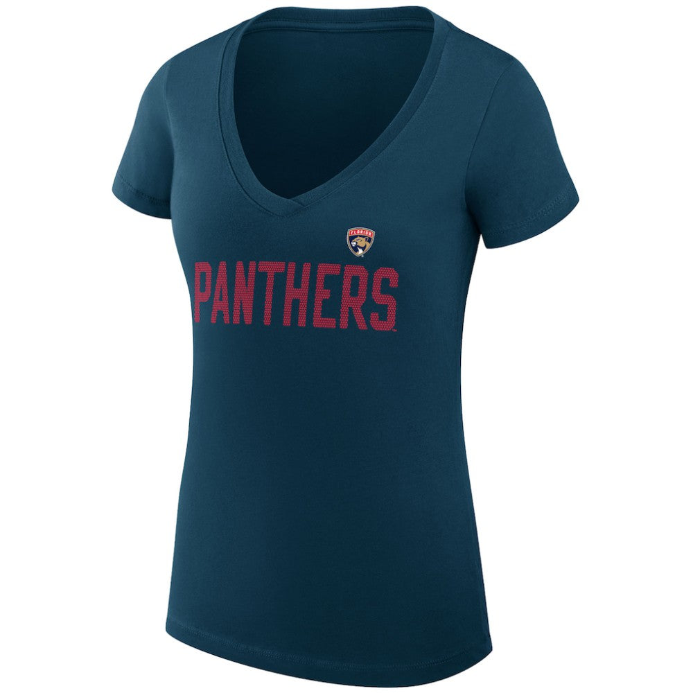 Florida Panthers G-III 4Her by Carl Banks Women's Super-Slim Fit Lightweight Dot Print Team V-Neck T-Shirt - Navy T-shirts