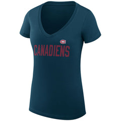 Montreal Canadiens G-III 4Her by Carl Banks Women's Super-Slim Fit Lightweight Dot Print Team V-Neck T-Shirt - Navy T-shirts