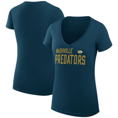 Nashville Predators G-III 4Her by Carl Banks Women's Super-Slim Fit Lightweight Dot Print Team V-Neck T-Shirt - Navy T-shirts