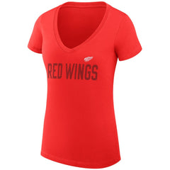 Detroit Red Wings G-III 4Her by Carl Banks Women's Super-Slim Fit Lightweight Dot Print Team V-Neck T-Shirt - Red T-shirts