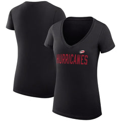 Carolina Hurricanes G-III 4Her by Carl Banks Women's Super-Slim Fit Lightweight Dot Print Team V-Neck T-Shirt - Black T-shirts