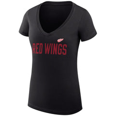 Detroit Red Wings G-III 4Her by Carl Banks Women's Super-Slim Fit Lightweight Dot Print Team V-Neck T-Shirt - Black T-shirts