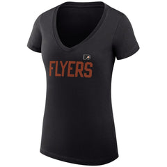 Philadelphia Flyers G-III 4Her by Carl Banks Women's Super-Slim Fit Lightweight Dot Print Team V-Neck T-Shirt - Black T-shirts