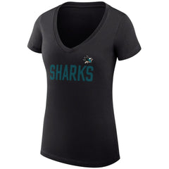San Jose Sharks G-III 4Her by Carl Banks Women's Super-Slim Fit Lightweight Dot Print Team V-Neck T-Shirt - Black T-shirts