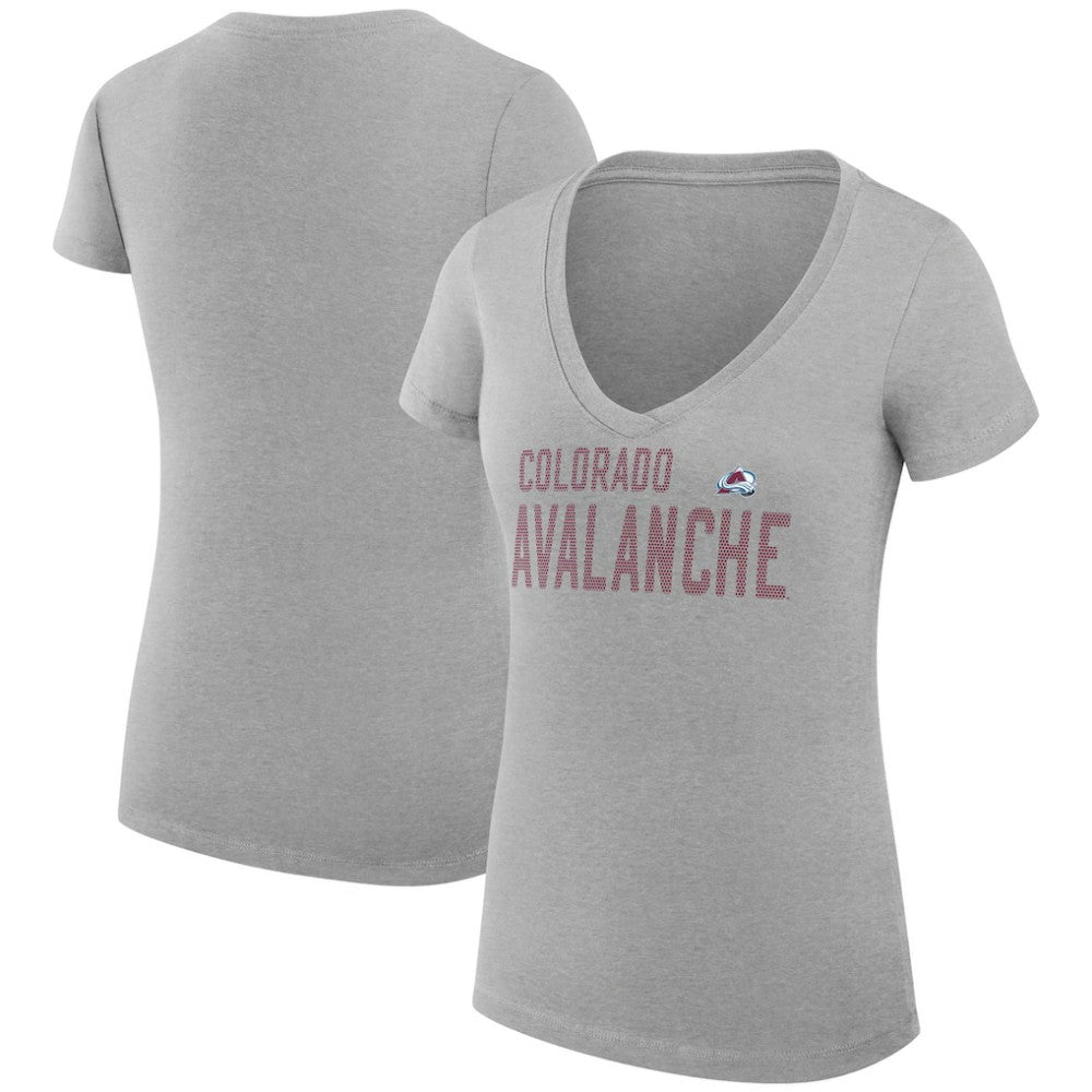 Colorado Avalanche G-III 4Her by Carl Banks Women's Super-Slim Fit Lightweight Dot Print Team V-Neck T-Shirt - Heather Gray T-shirts