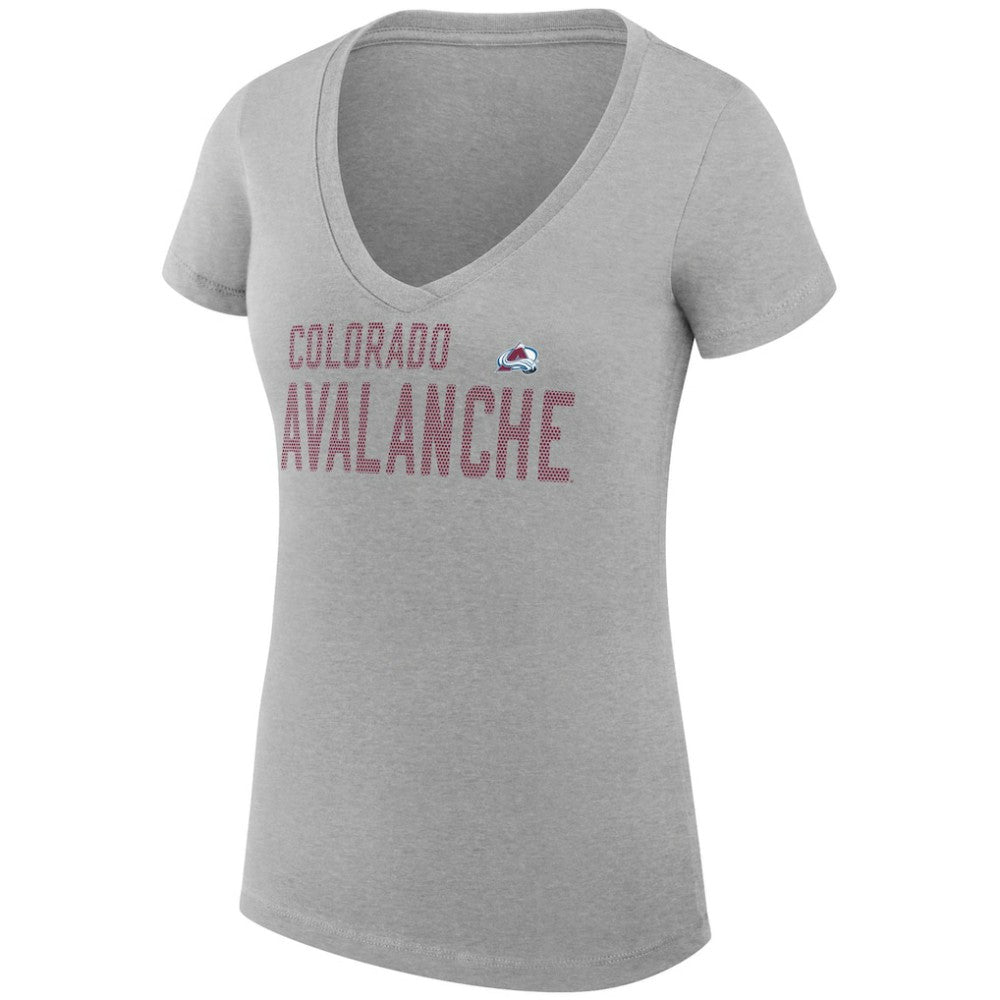 Colorado Avalanche G-III 4Her by Carl Banks Women's Super-Slim Fit Lightweight Dot Print Team V-Neck T-Shirt - Heather Gray T-shirts