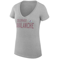 Colorado Avalanche G-III 4Her by Carl Banks Women's Super-Slim Fit Lightweight Dot Print Team V-Neck T-Shirt - Heather Gray T-shirts