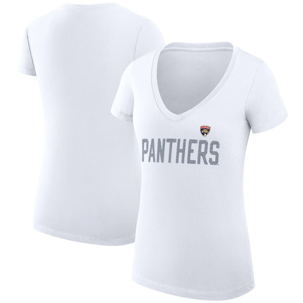 Florida Panthers G-III 4Her by Carl Banks Women's Super-Slim Fit Lightweight Dot Print Team V-Neck T-Shirt - White T-shirts