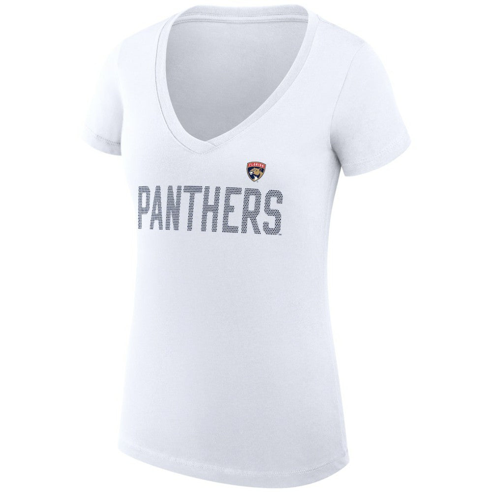 Florida Panthers G-III 4Her by Carl Banks Women's Super-Slim Fit Lightweight Dot Print Team V-Neck T-Shirt - White T-shirts