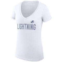 Tampa Bay Lightning G-III 4Her by Carl Banks Women's Super-Slim Fit Lightweight Dot Print Team V-Neck T-Shirt - White T-shirts