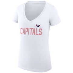 Washington Capitals G-III 4Her by Carl Banks Women's Super-Slim Fit Lightweight Dot Print Team V-Neck T-Shirt - White T-shirts