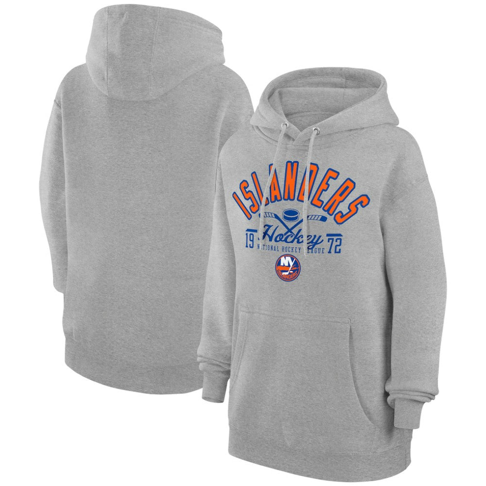 New York Islanders Starter Puck Pullover Hoodie - Heather Gray Hoodies