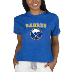 Buffalo Sabres Concepts Sport Women's Tri-Blend Mainstream Terry Short Sleeve Sweatshirt Top - Royal Sweatshirts