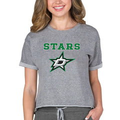 Dallas Stars Concepts Sport Women's Tri-Blend Mainstream Terry Short Sleeve Sweatshirt Top - Heather Gray Sweatshirts