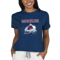 Colorado Avalanche Concepts Sport Women's Tri-Blend Mainstream Terry Short Sleeve Sweatshirt Top - Navy Sweatshirts