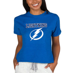 Tampa Bay Lightning Concepts Sport Women's Tri-Blend Mainstream Terry Short Sleeve Sweatshirt Top - Royal Sweatshirts