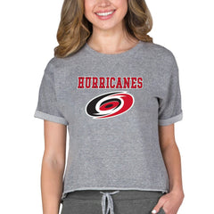 Carolina Hurricanes Concepts Sport Women's Tri-Blend Mainstream Terry Short Sleeve Sweatshirt Top - Heather Gray Sweatshirts