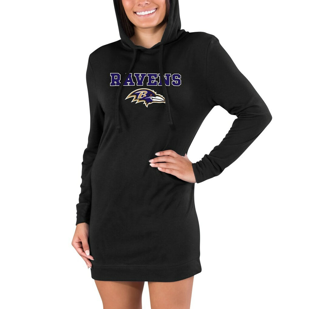 Baltimore Ravens Concepts Sport Women's Gather Long Sleeve Hoodie Nightshirt - Black for sale