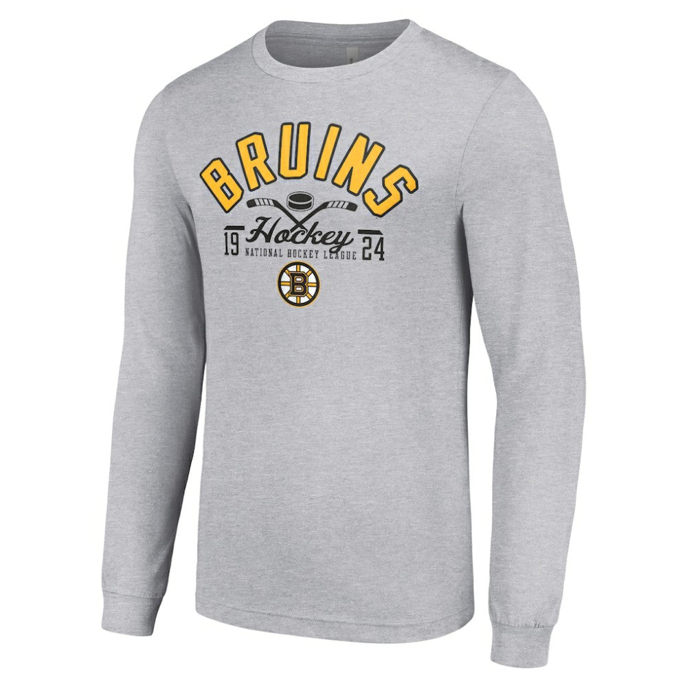 Boston Bruins Starter Puck Long Sleeve T-Shirt - Heather Gray T-shirts