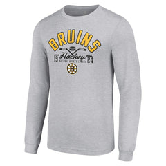 Boston Bruins Starter Puck Long Sleeve T-Shirt - Heather Gray T-shirts