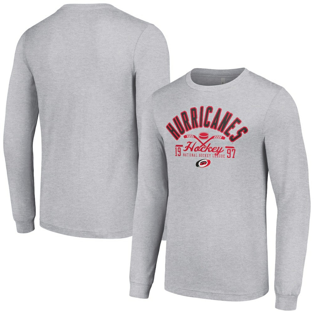 Carolina Hurricanes Starter Puck Long Sleeve T-Shirt - Heather Gray T-shirts