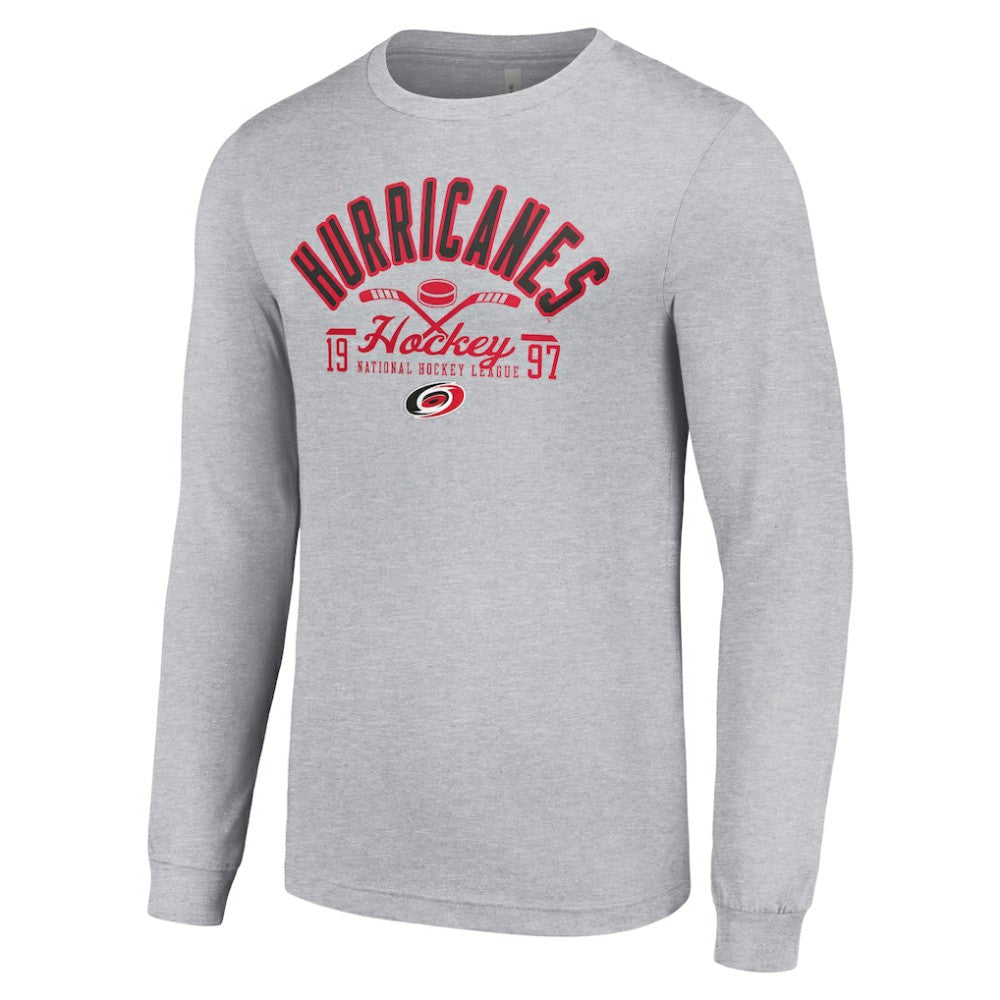 Carolina Hurricanes Starter Puck Long Sleeve T-Shirt - Heather Gray T-shirts