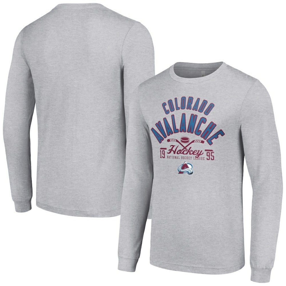 Colorado Avalanche Starter Puck Long Sleeve T-Shirt - Heather Gray T-shirts