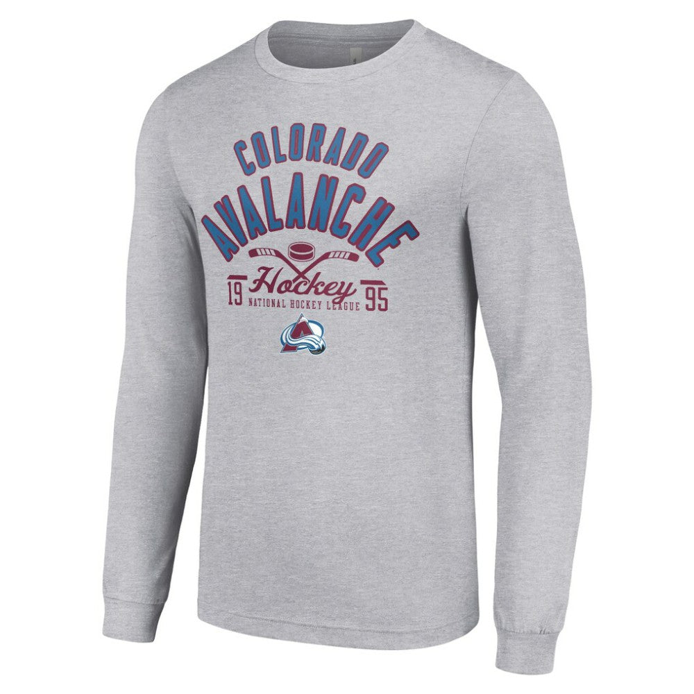 Colorado Avalanche Starter Puck Long Sleeve T-Shirt - Heather Gray T-shirts