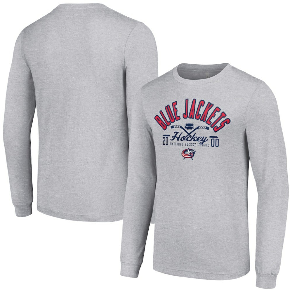 Columbus Blue Jackets Starter Puck Long Sleeve T-Shirt - Heather Gray T-shirts