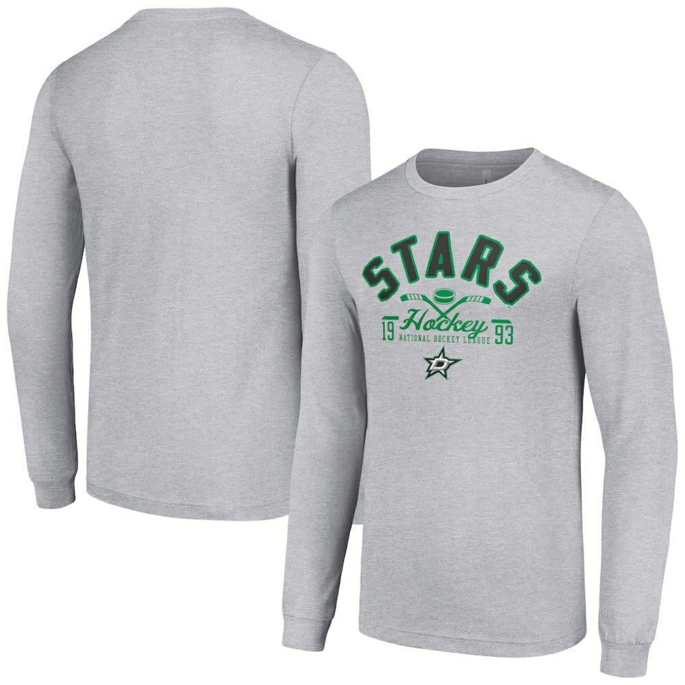 Dallas Stars Starter Puck Long Sleeve T-Shirt - Heather Gray T-shirts